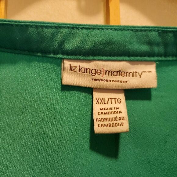 Liz Lange Maternity Green Waist Tie Blouse Sz XXL - Picture 3 of 6